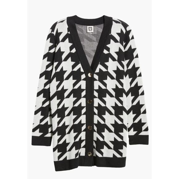 Houndstooth Jacquard Button-Up Cardigan – New With Tags - Picture 3 of 6